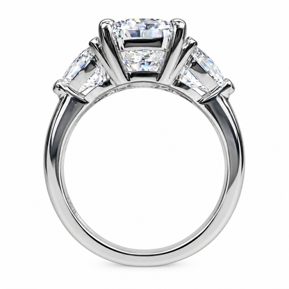 Cushion Cut Moissanite Engagement Ring White Gold Three Stone Moissanite Engagement Rings Women Unique Wedding Promise Anniversary Ring