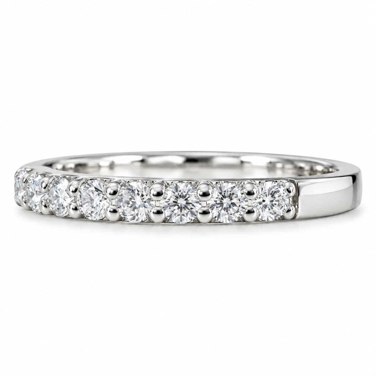 Half Eternity Moissanite wedding Band White Gold Stacking Moissanite Band Thin Dainty Wedding Band Simple Moissanite Band Gift For Her  7412