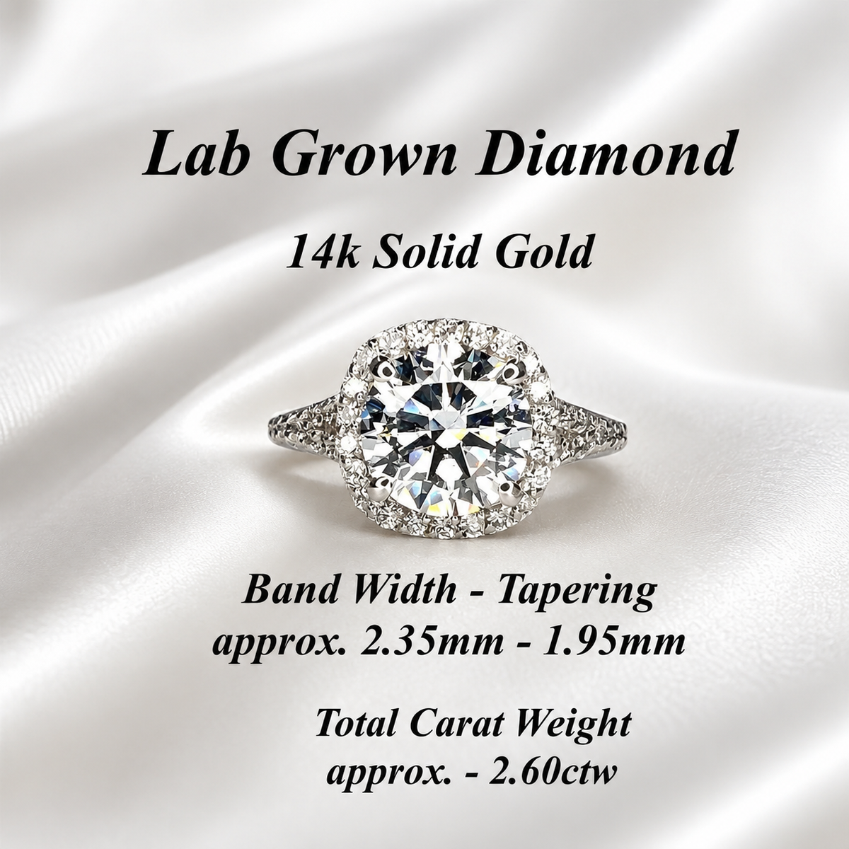 Round Cut Lab Grown Diamond Engagement Ring,  CVD Diamond Halo Engagement Ring, Lab Created Diamond Wedding Bridal Anniversary Ring