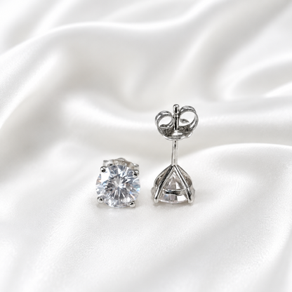 Martini Style Moissanite Stud Earrings , 1.60 ctw. To 3.80 ctw. 14K Gold , Unisex Moissanite Stud Earrings , Simple Stud Earrings #8826