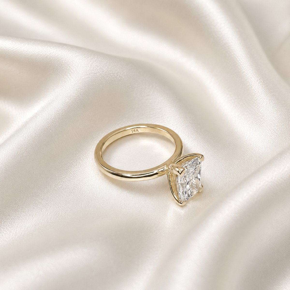 2.00 CT Lab Grown Diamond Engagement Ring | Radiant Cut Lab Created Diamond Ring | Simple Solitaire Diamond Ring | Lab Diamond Ring | 14K Solid Gold