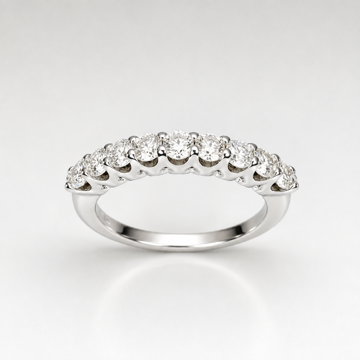Moissanite Wedding Band White Gold Thin Moissanite Stacking Wedding Band For Women Half Eternity Moissanite Band Dainty Moissanit Ring #7368