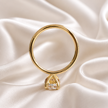 2.00 CTW Oval Cut Lab Grown Diamond Engagement Ring with Hidden Halo in 14K Solid Gold , Simple Oval Lab Diamond Wedding Ring , #8820