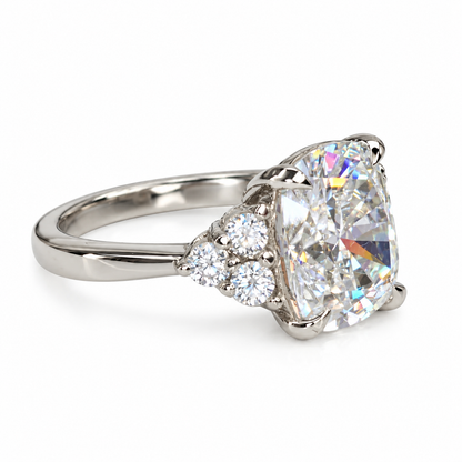 Moissanite Cushion Cut Engagement Ring For Her, 14k Gold Cushion Cut And Round Moissanite Wedding Ring, Round Cluster Moissanite Ring  #6697