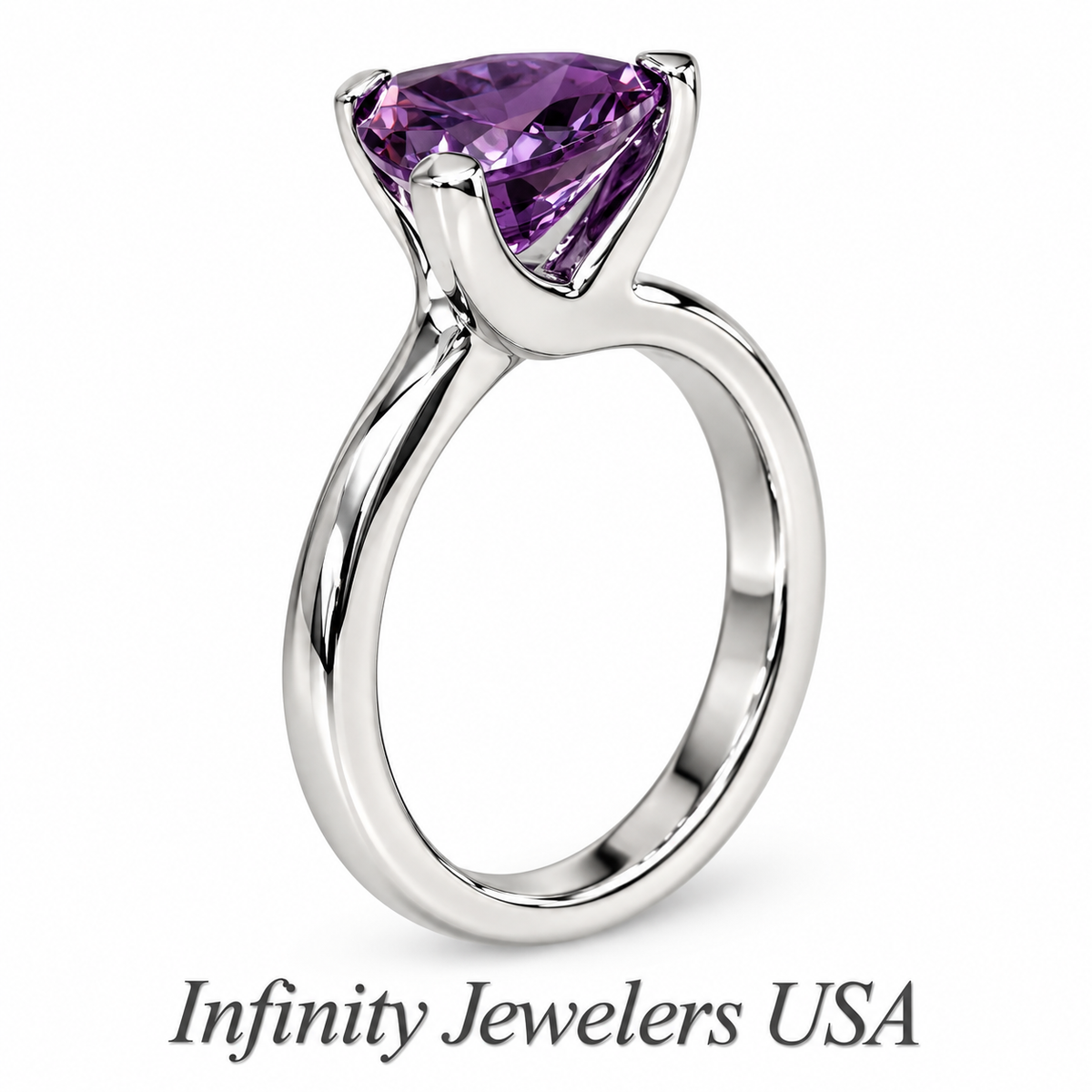 Alexandrite Trillion Engagement Ring White Gold Unique Trillion Alexandrite Anniversary Promise Wedding Bridal Ring