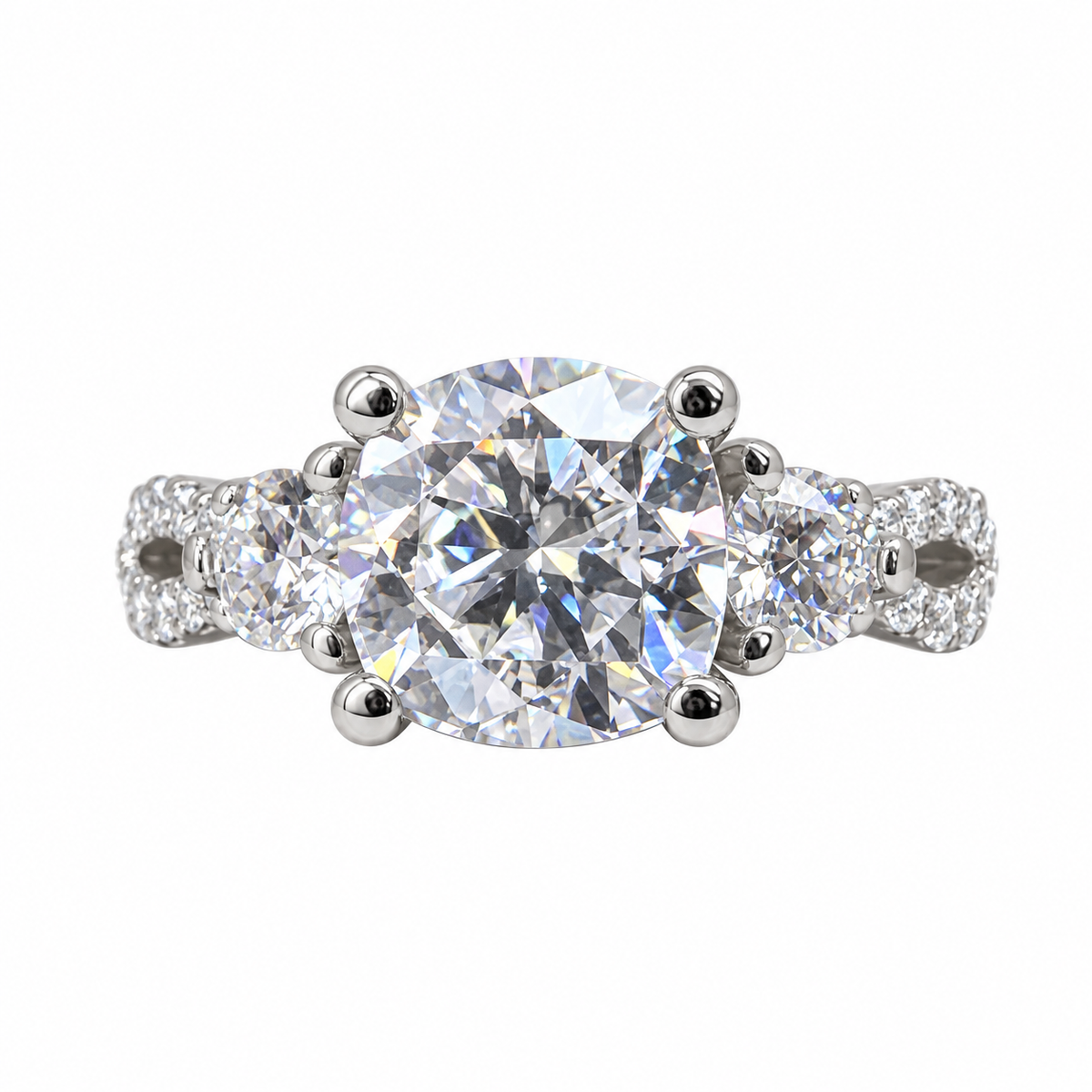 Cushion Cut Moissanite Engagement Ring White Gold  Infinity Design Moissanite Wedding Band   Unique Promise Anniversary Wedding Ring   #7373