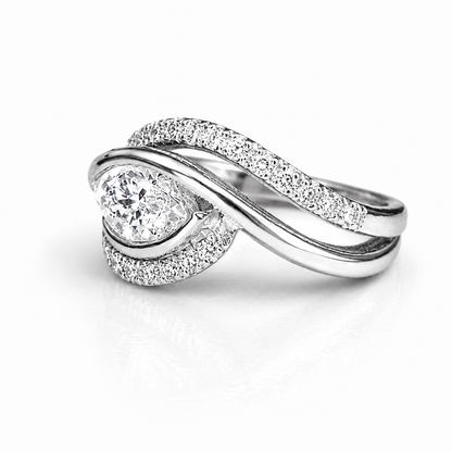 1 Carat East West Marquise Lab grown Diamond Ring 14K Solid Gold, Diamond Wrap Ring, Unique Engagement Ring, Statement Cocktail Ring #8879