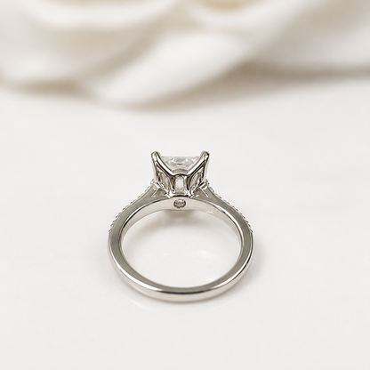 Moissanite Engagement Ring Princess Cut 14K Solid White Gold, Simple Moissanite Engagement Ring For Ladies Solitaire Princess Cut Ring, 7135