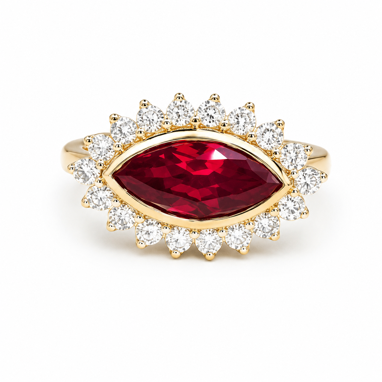 Evil Eye Ring Yellow Gold Marquis Cut Evil Eye Ring Women Unique Emerald East West Marquis Ring #7351