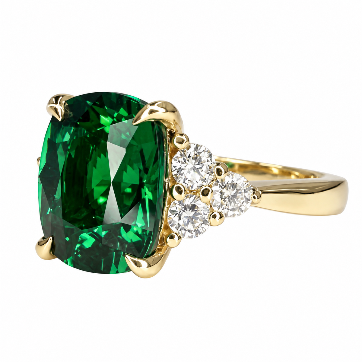 Emerald Engagement Ring, May Birthstone Ring, Elongated Cushion Cut Emerald Ring, Emerald Wedding Ring, Emerald Anniversary Ring,  #6650