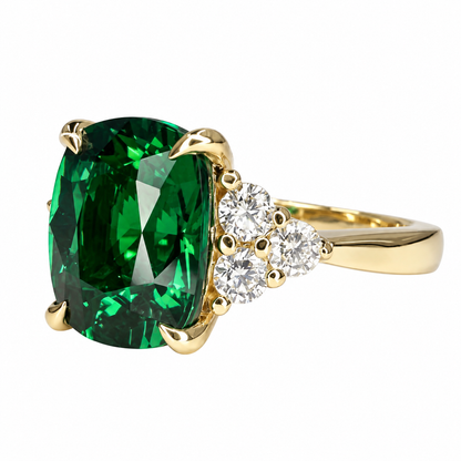 Emerald Engagement Ring, May Birthstone Ring, Elongated Cushion Cut Emerald Ring, Emerald Wedding Ring, Emerald Anniversary Ring,  #6650