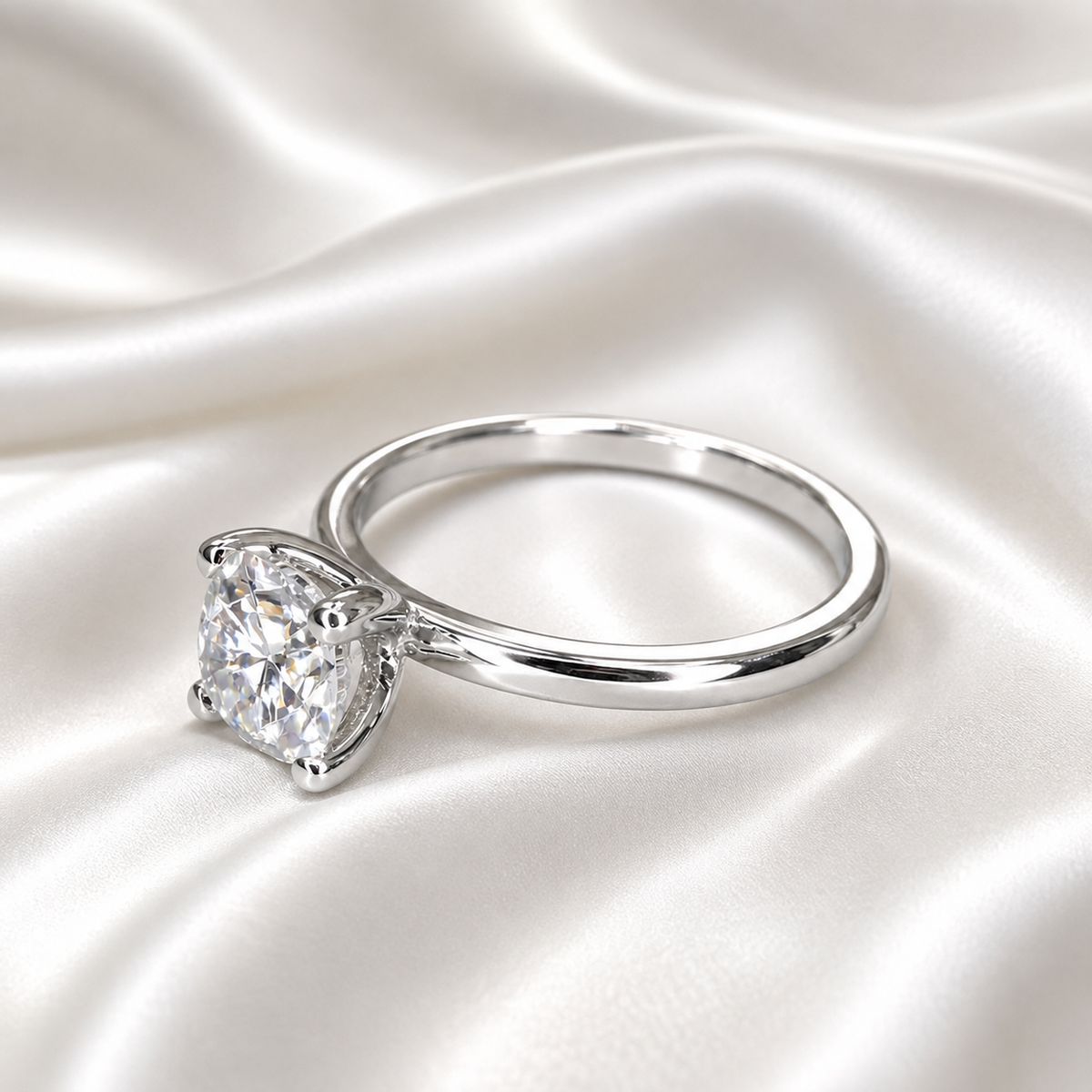 1 Carat Round Brilliant 4 Prong Setting Lab Grown Diamond Engagement Ring in 10k/14k Gold, Round Solitaire Diamond Ring IGI Certified #8844