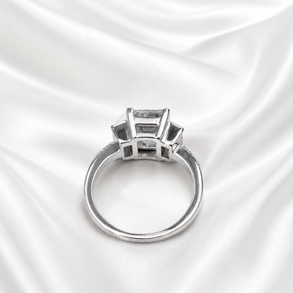 3 ctw Emerald Cut Moissanite Engagement Ring, 14k White Gold #6153