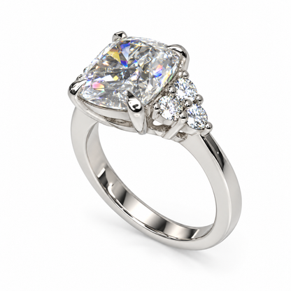 Moissanite Cushion Cut Engagement Ring For Her, 14k Gold Cushion Cut And Round Moissanite Wedding Ring, Round Cluster Moissanite Ring  #6697