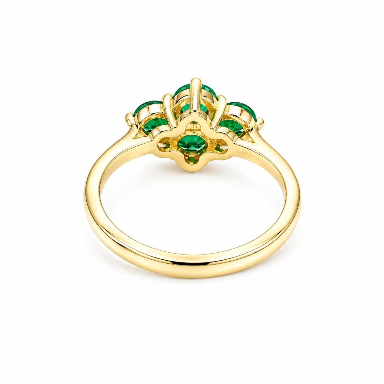 Emerald Ring 14k Yellow Gold, Round Cut Emerald Engagement Ring, Dainty Emerald Gold Ring, May Birthstone Ring,  Cluster Emerald Ring  #6787
