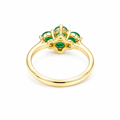 Emerald Ring 14k Yellow Gold, Round Cut Emerald Engagement Ring, Dainty Emerald Gold Ring, May Birthstone Ring,  Cluster Emerald Ring  #6787