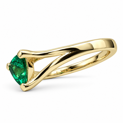 Emerald Triangle Ring 14k Yellow Gold, Trillion Cut Emerald Engagement Ring For Ladies, Unique Triangle Ring, Triangle Stacking Ring, #5843