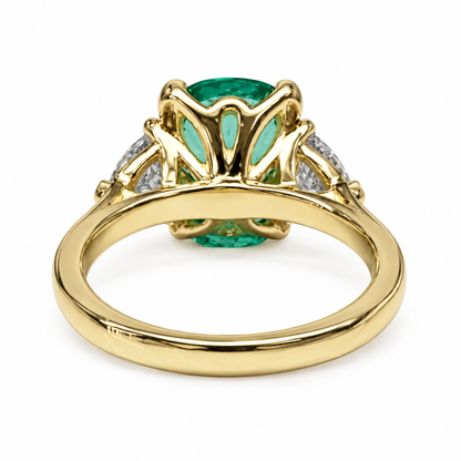 Elongated Cushion Cut Engagement Ring For Women 14K solid Yellow Gold, Green Paraiba Tourmaline Engagement Rings, Unique Vintage Rings, 7187