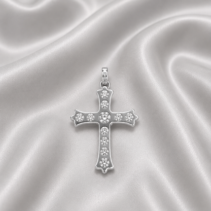 14K Gold Mens Diamond Cross Necklace,  Religious Jewelry 8746