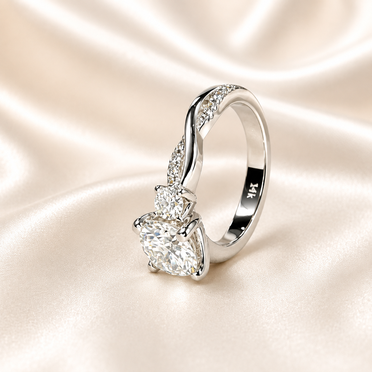 Lab Grown Diamond Wedding Ring, Certified Lab Diamond Ring, Classic Solitaire Gold Engagement Ring Cushion Diamond Wedding Ring