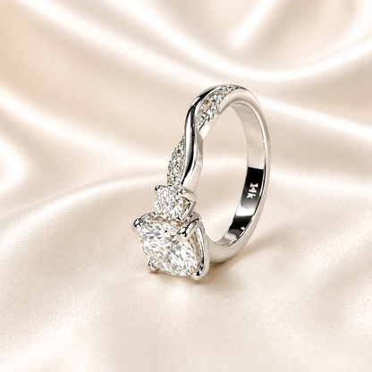 Lab Grown Diamond Wedding Ring, Certified Lab Diamond Ring, Classic Solitaire Gold Engagement Ring Cushion Diamond Wedding Ring