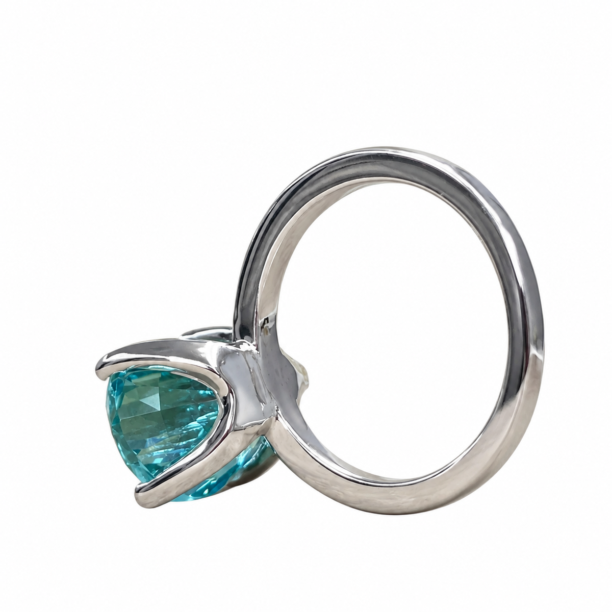 Neon Blue Paraiba Engagement Ring / Pear Shape Solitaire  / Paraiba Wedding Ring / 14k White Gold / #6418