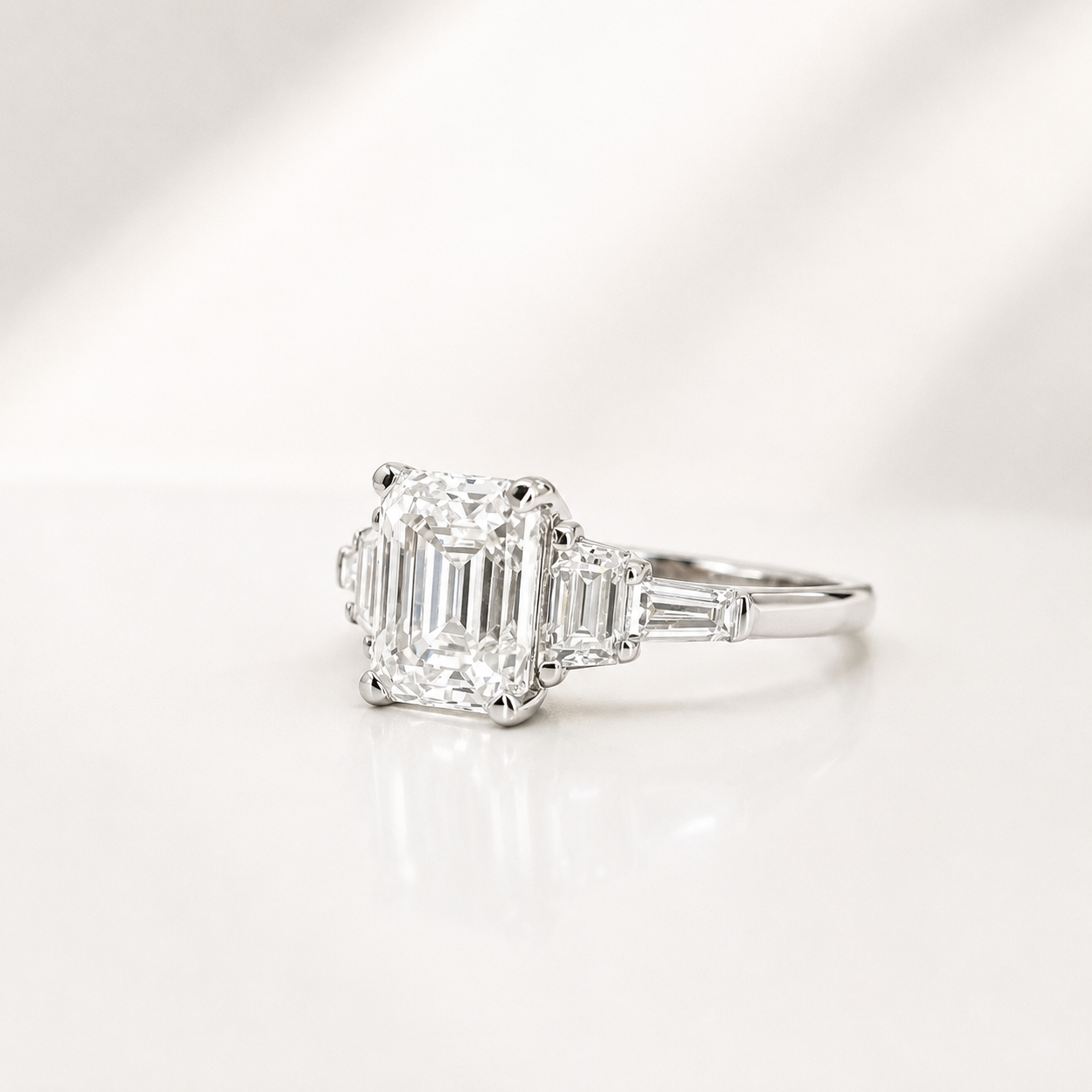 2.50 Carat Emerald Cut Lab Grown Diamond Engagement Ring, 14K Solid Gold, IGI Certified #8387