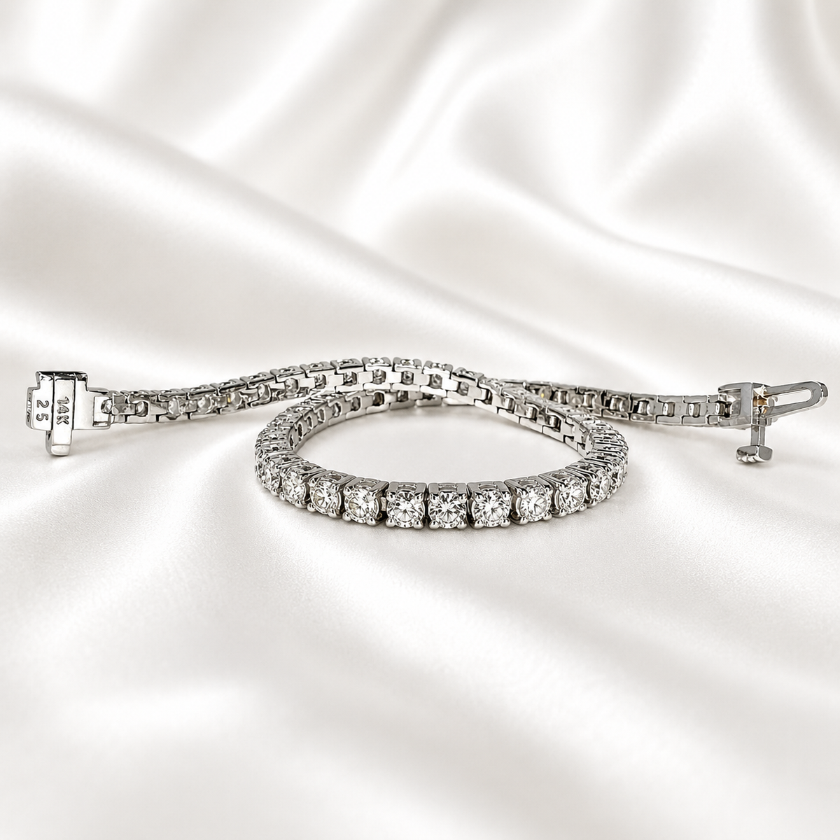 Lab grown diamond tennis bracelet 14k solid gold, layering tennis bracelet, delicate tennis bracelet, thin tennis bracelet for women
