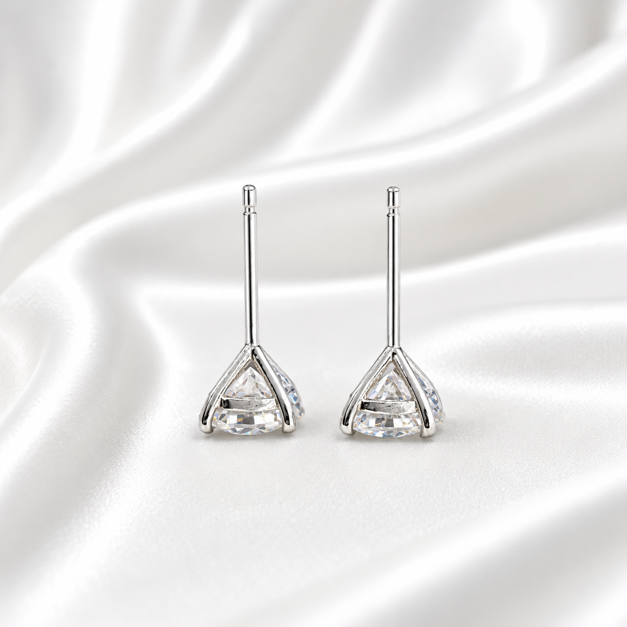 Martini Style Moissanite Stud Earrings , 1.60 ctw. To 3.80 ctw. 14K Gold , Unisex Moissanite Stud Earrings , Simple Stud Earrings #8826