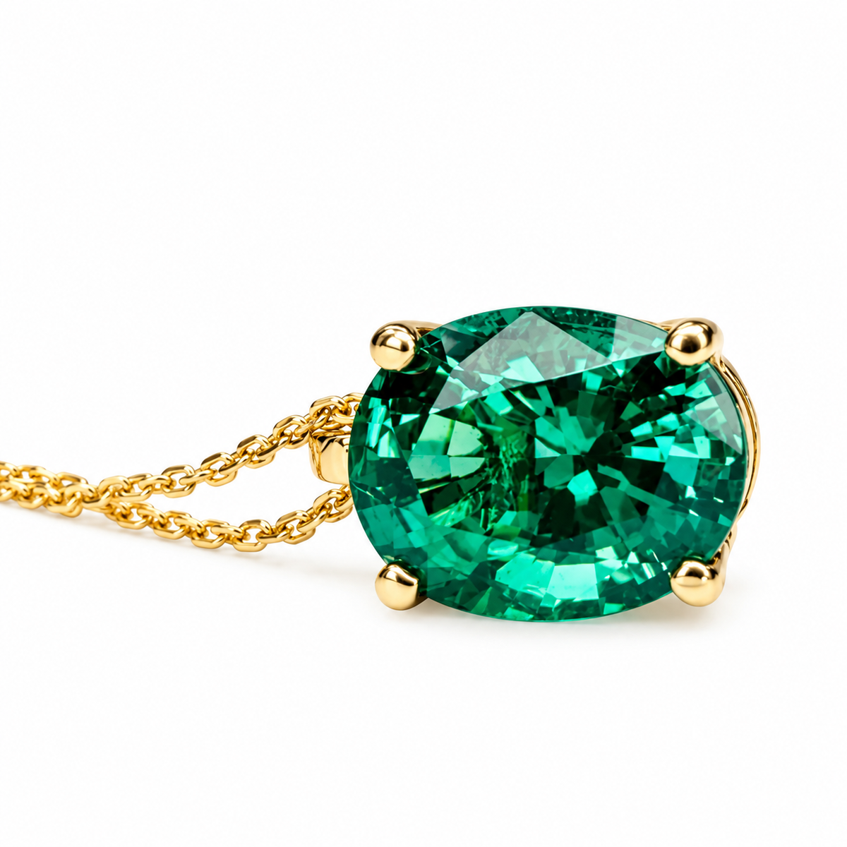 Oval Emerald Pendant Necklace, Bridal Gift, Ladies 14k Gold Necklace, Emerald Necklace, Anniversary Gift, May Birthstone Pendant, #6259