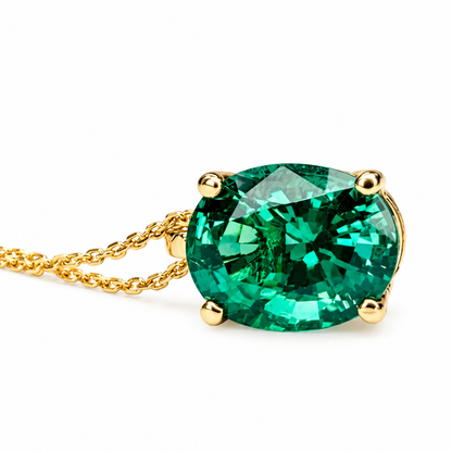 Oval Emerald Pendant Necklace, Bridal Gift, Ladies 14k Gold Necklace, Emerald Necklace, Anniversary Gift, May Birthstone Pendant, #6259