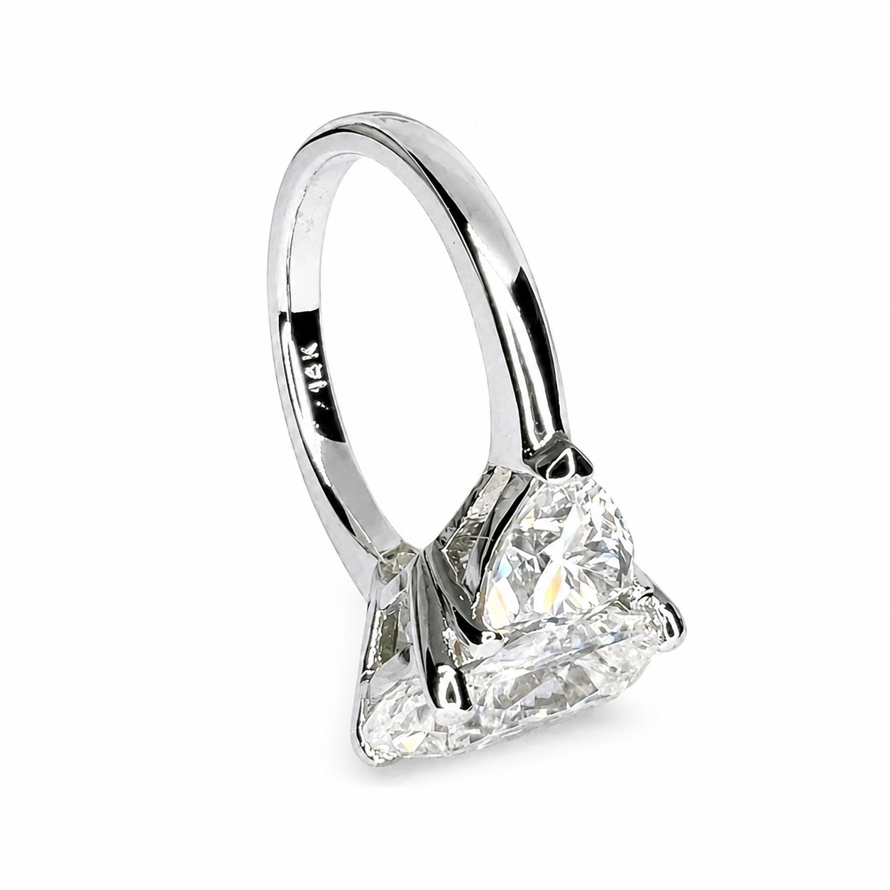 Moissanite Elongated Cushion Cut Engagement Ring, Elongated Cushion And Trillions Simulated Diamond Wedding Ring, 14k Gold Moissanite  #7011