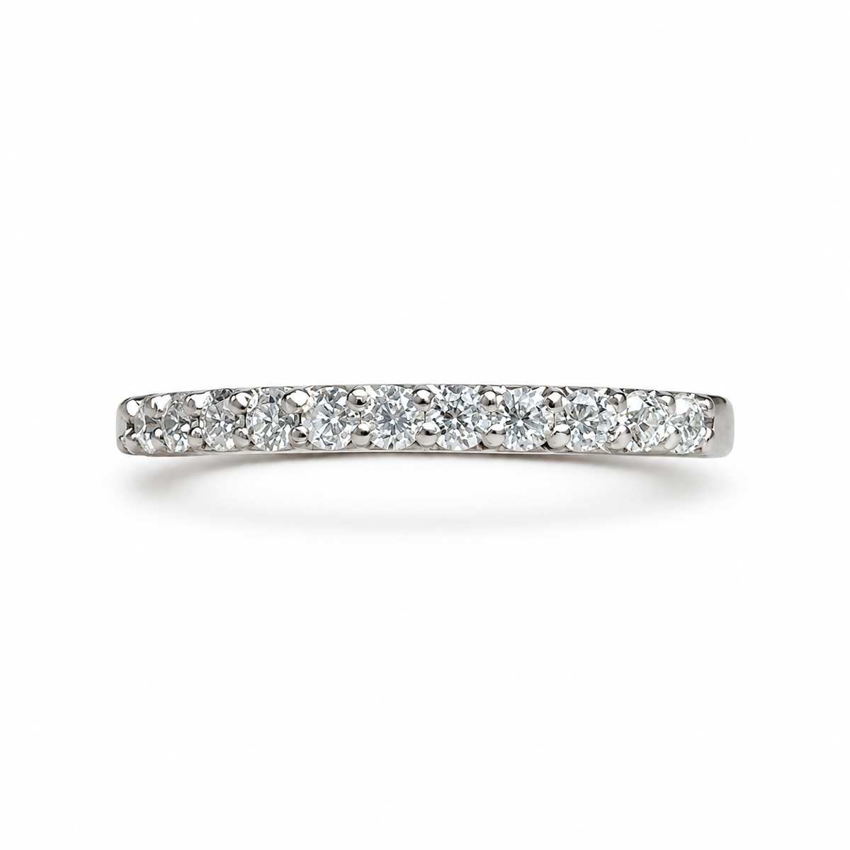 Moissanite Wedding Band 14K White Band Stacking Moissanite Band Thin Diamond Wedding Band For Ladies Dainty Stacking Bands Moissanite  #7279
