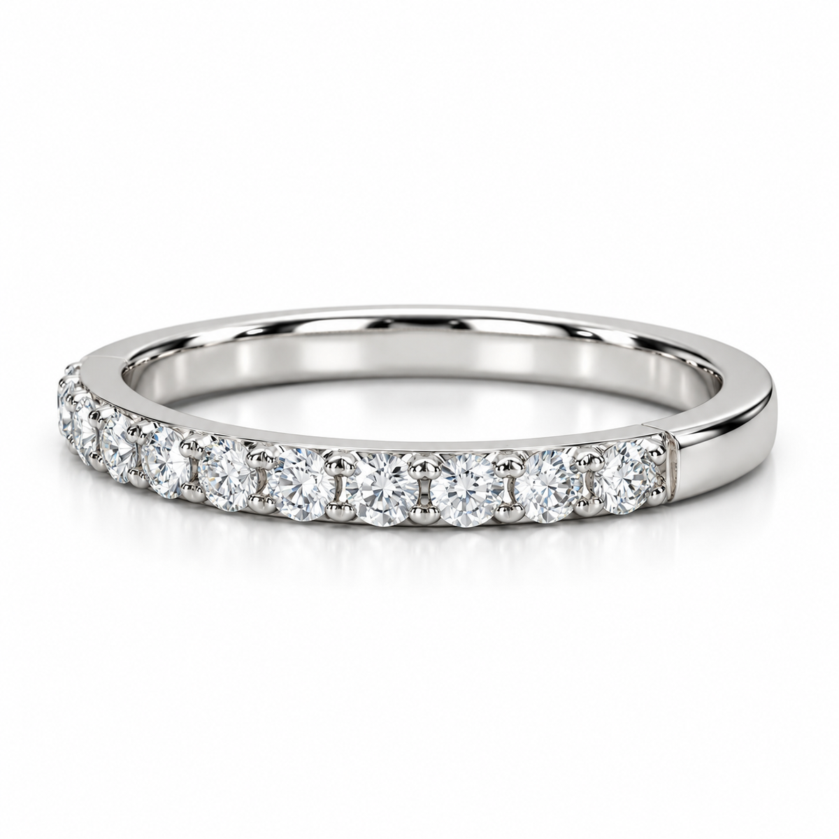 Moissanite Wedding Band,  Round Diamond Brilliant Cut Stone Band,  Anniversary Band  Set In 14K Gold#6584
