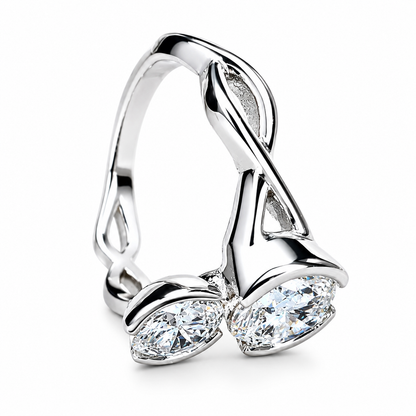 Toi Et Moi moissanite ring, Two stone ring yellow/white gold, Two stone bypass ring, Mommy and me birthstone ring, Anniversary Gift,  #7644