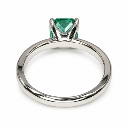 Radiant cut teal paraiba tourmaline engagement ring 14k solid gold, green tourmaline wedding ring, Solitaire paraiba proposal rings, #7939