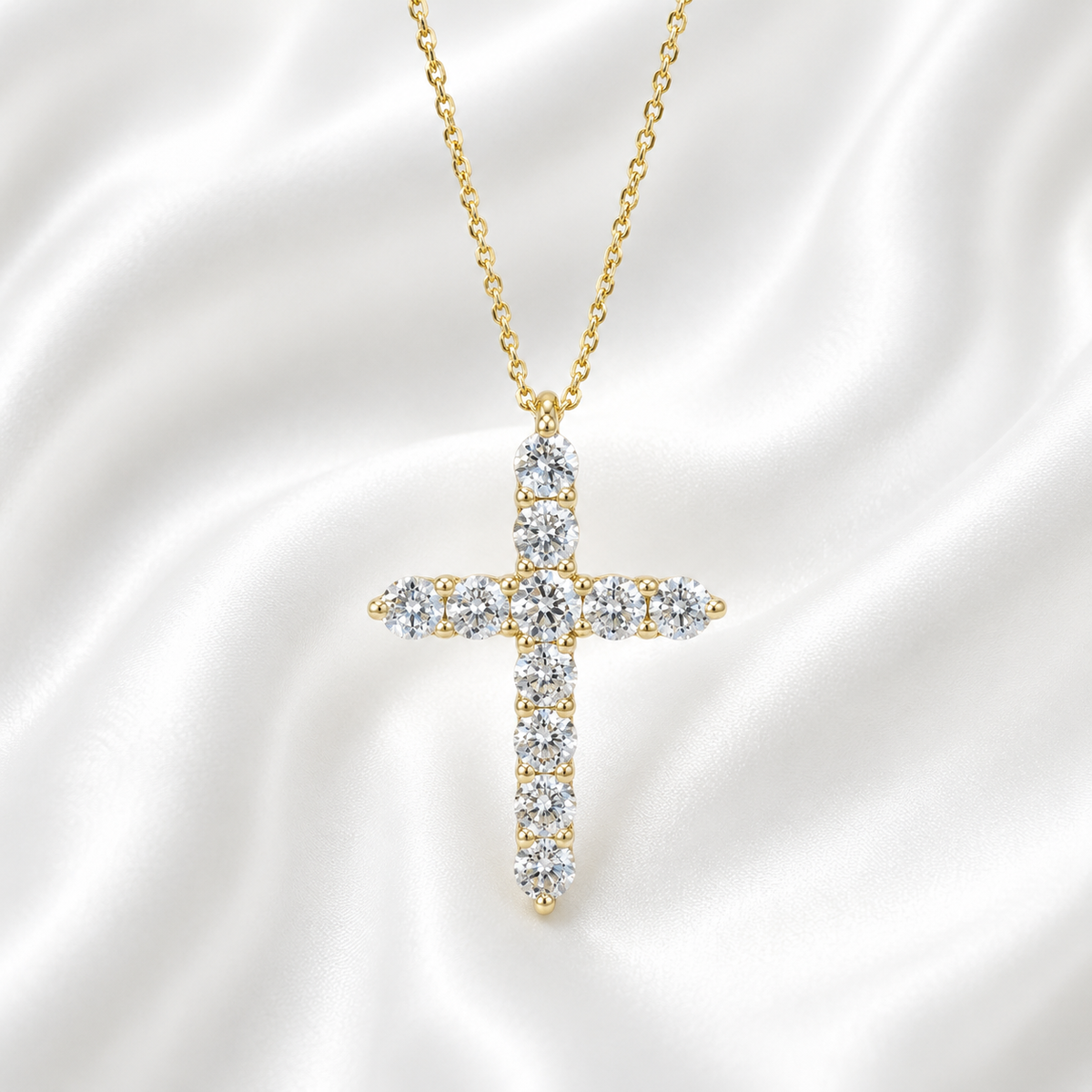 0.66 CTW Lab Grown Diamond Cross 14K Solid Gold , #8803