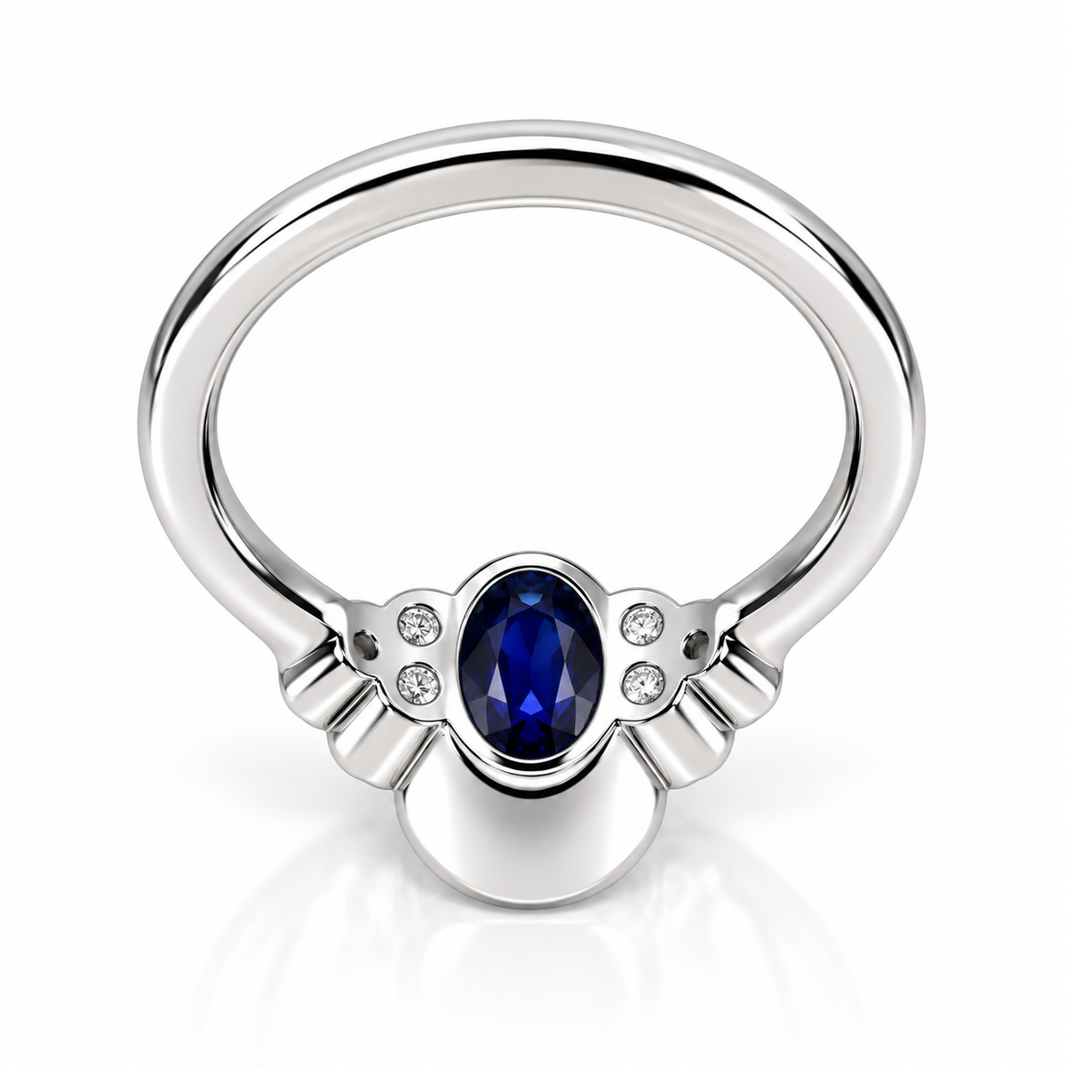 Bezel set blue sapphire engagement ring 14k solid gold Unique oval blue sapphire wedding promise anniversary ring September birthstone