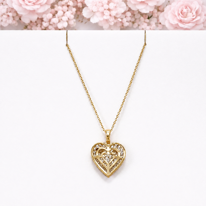 Lab Grown Diamond Heart Pendant With Ruby or Pink Sapphire 14K Solid Gold , Birthstone Heart Pendant , Puffy Heart Necklace #8861