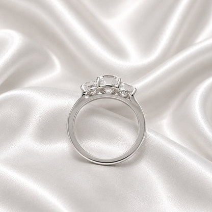 Lab Grown Diamond Engagement Ring Bezel Set , Round Lab Diamond Three Stone Bezel Set Engagement Ring , Trendy Bezel Set Diamond Ring #8814