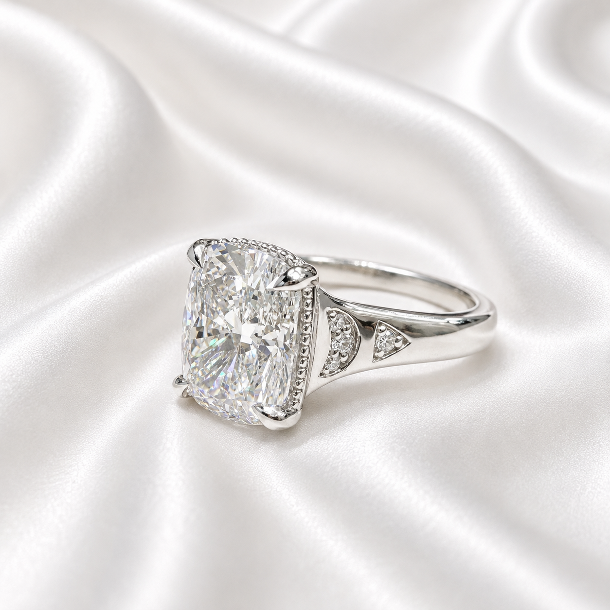 14k Gold Cushion Lab Grown Diamond Bezel Engagement Ring – IGI Certified, Custom Size, Modern Minimal #8796