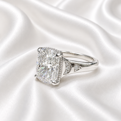 14k Gold Cushion Lab Grown Diamond Bezel Engagement Ring – IGI Certified, Custom Size, Modern Minimal #8796