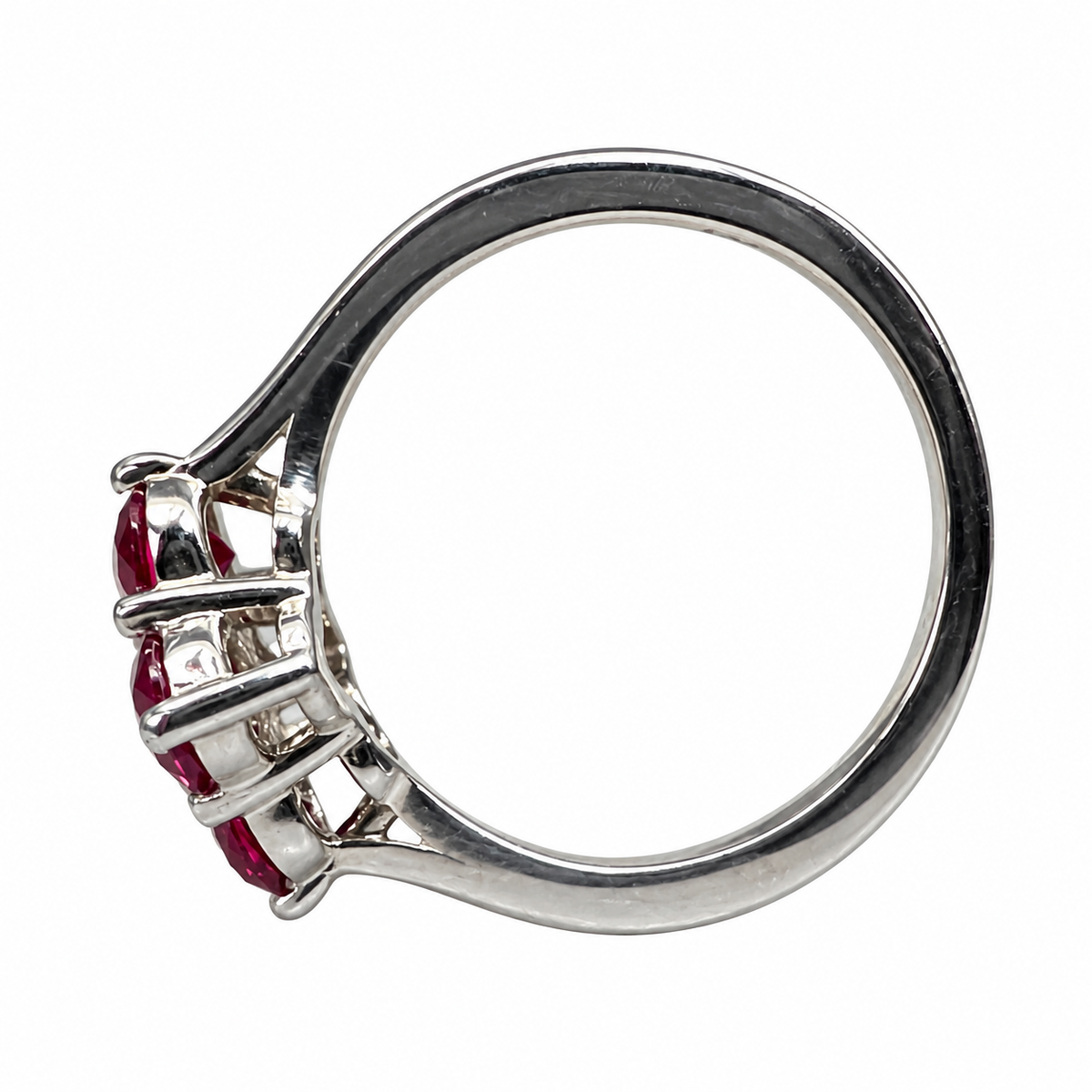 Four Stone Ruby Ring 14K Solid White Gold, Ruby Promise Ring For Ladies Unique Ruby Engagement Ring, Unique Cross Ruby Ring For Women,#6872