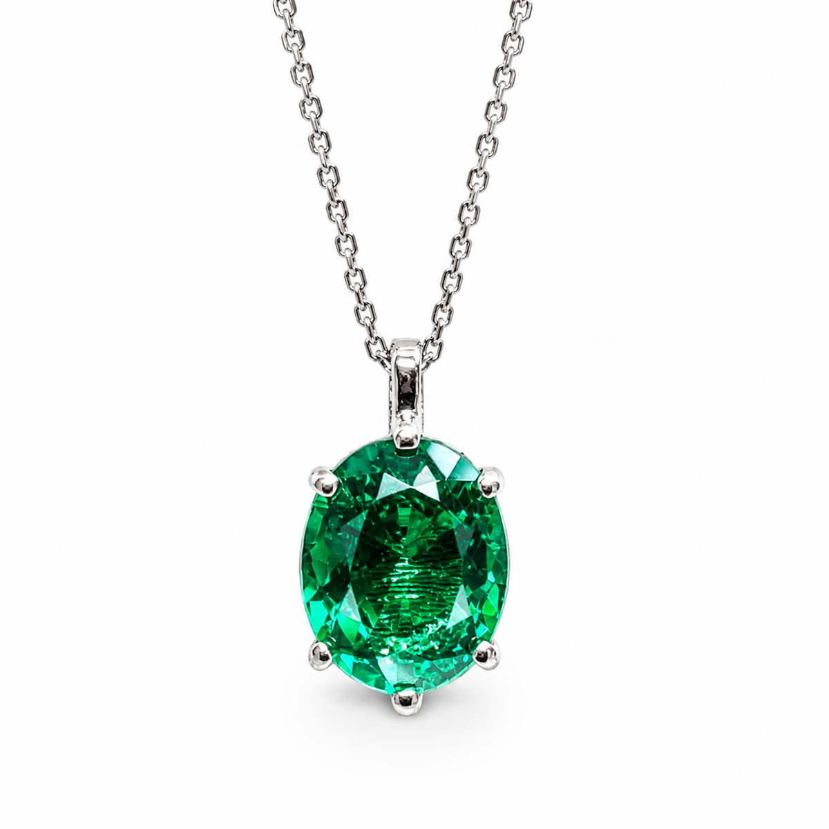 Personalized Engraved Necklace Birthstone Mothers Necklace Personalized 14K White Gold Gemstone Personalized Delicate Emerald Necklace #7331
