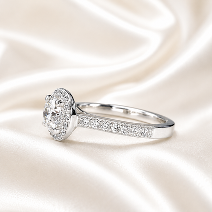 Lab grown diamond engagement ring 14k solid gold, round cut lab created cvd diamond ring, Certified lab grown diamond wedding rings