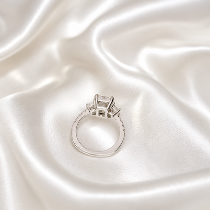 Lab Grown Diamond Engagement Ring 14K Solid Gold, Radiant Cut Three Stone Lab Diamond Wedding Ring, IGI Certified Diamond Ring for Her #8698