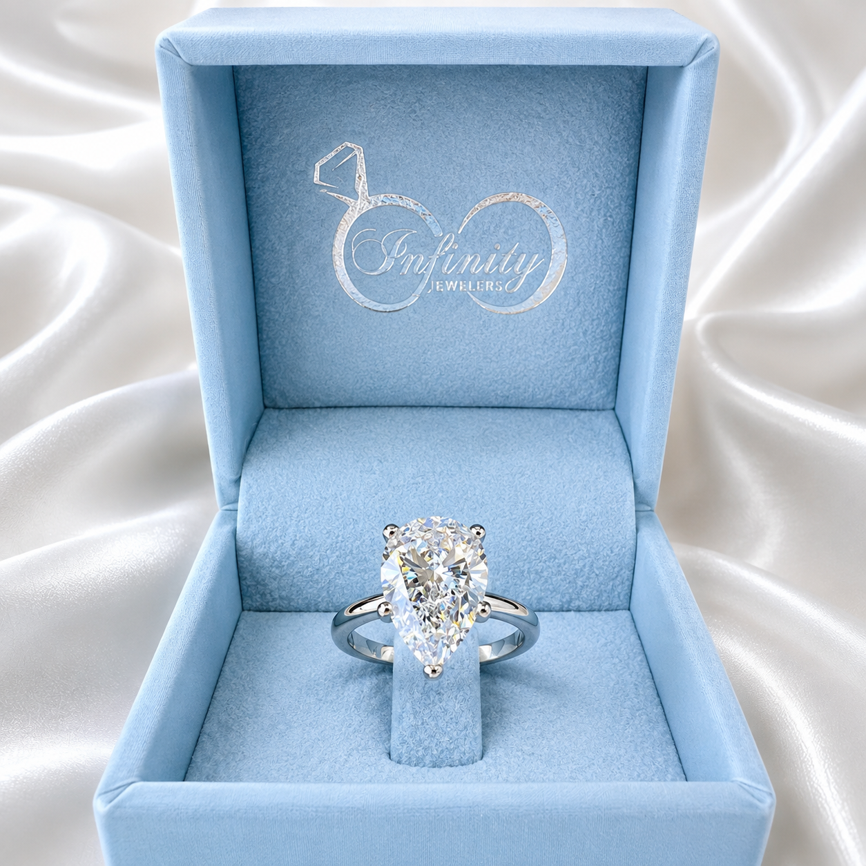 4.00CTW Large Pear Shaped Lab Grown Diamond Solitaire Engagement Ring 14K Gold, 5 Prong Pear Cut Wedding Ring, IGI Certified Diamond, #8748