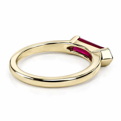 Elongated Kite Shape Ruby Ring Yellow Gold, Stacking Gold Minimalist Ring, Unique Ruby Ring Dainty, Promise Anniversary Mothers Ring  #7461