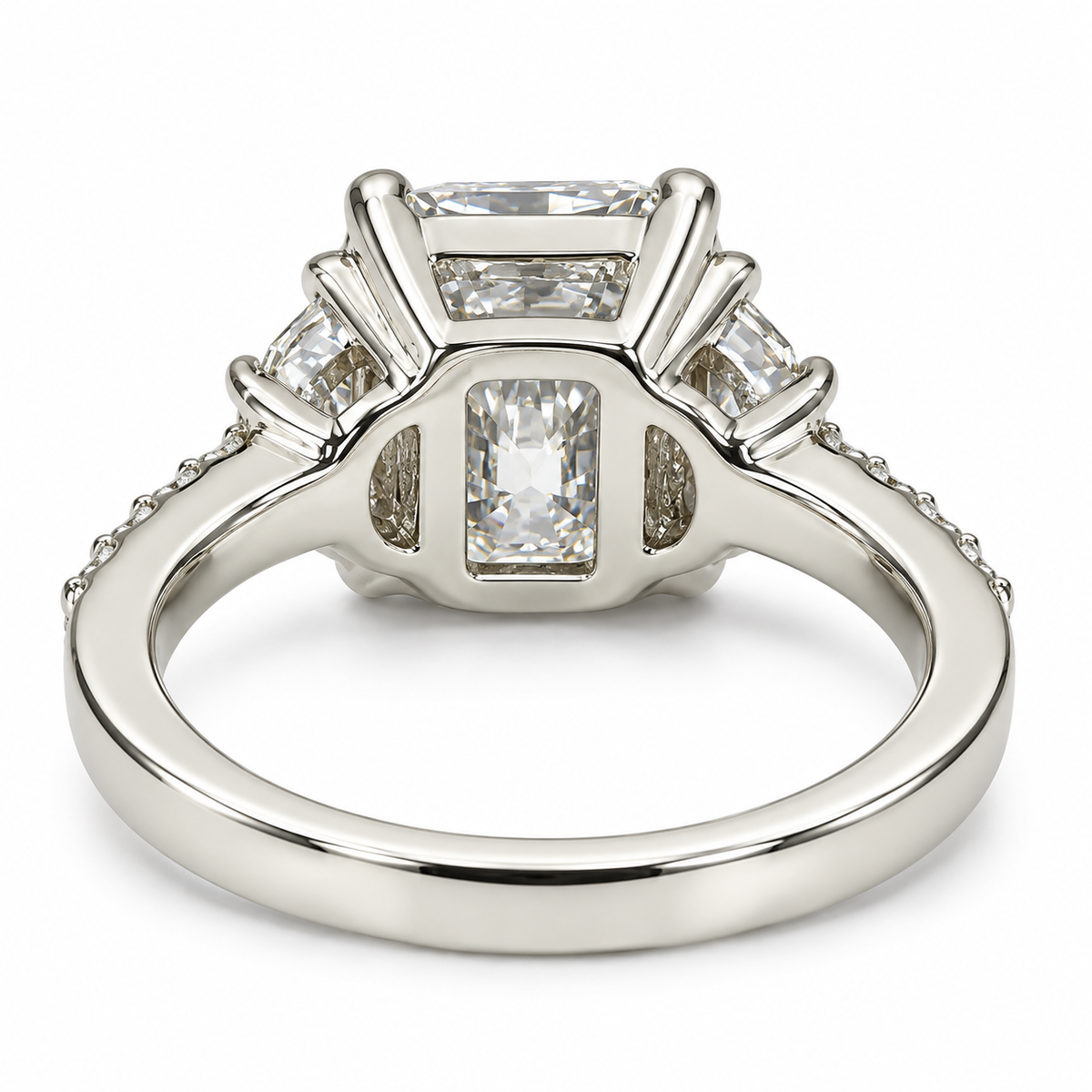 Moissanite Engagement Rings For Women Radiant Cut Wedding Ring 14K Solid White Gold,  #7179 Bridal Ring Solitaire Moissanite Engagement Ring