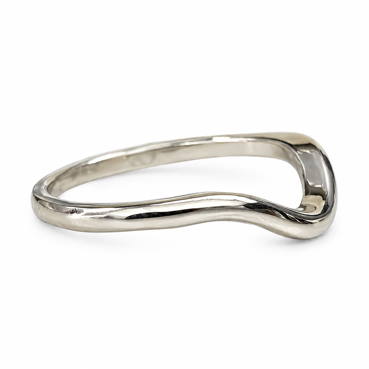 Engagement Matching Wedding Band For Her, 14k White Gold Curved Wedding Band, Universal Curved Wedding Ring For Ladies Engagement Ring #6266